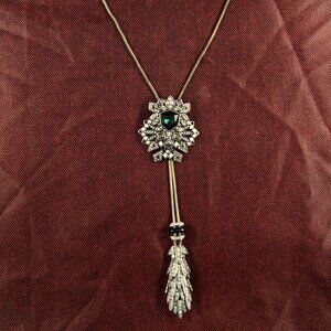 Chloe + Isabel necklace, earring set, lots of crystals, bolo style, Hematite